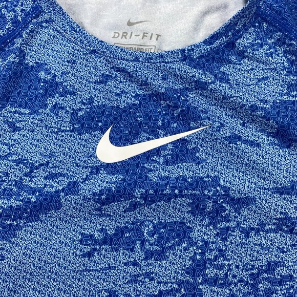 Nike Pro DRI-FIT Shirt Boys Size Large L Blue Standard Fit Center Swoosh Logo - Picture 2 of 7